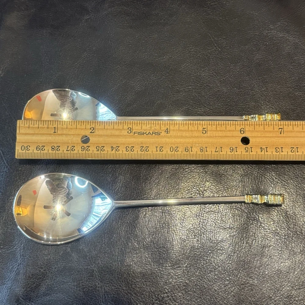 Set Of 2 Gorham Gold Lion Head Silverplate Spoons Metropolitan Reproduction 7”
